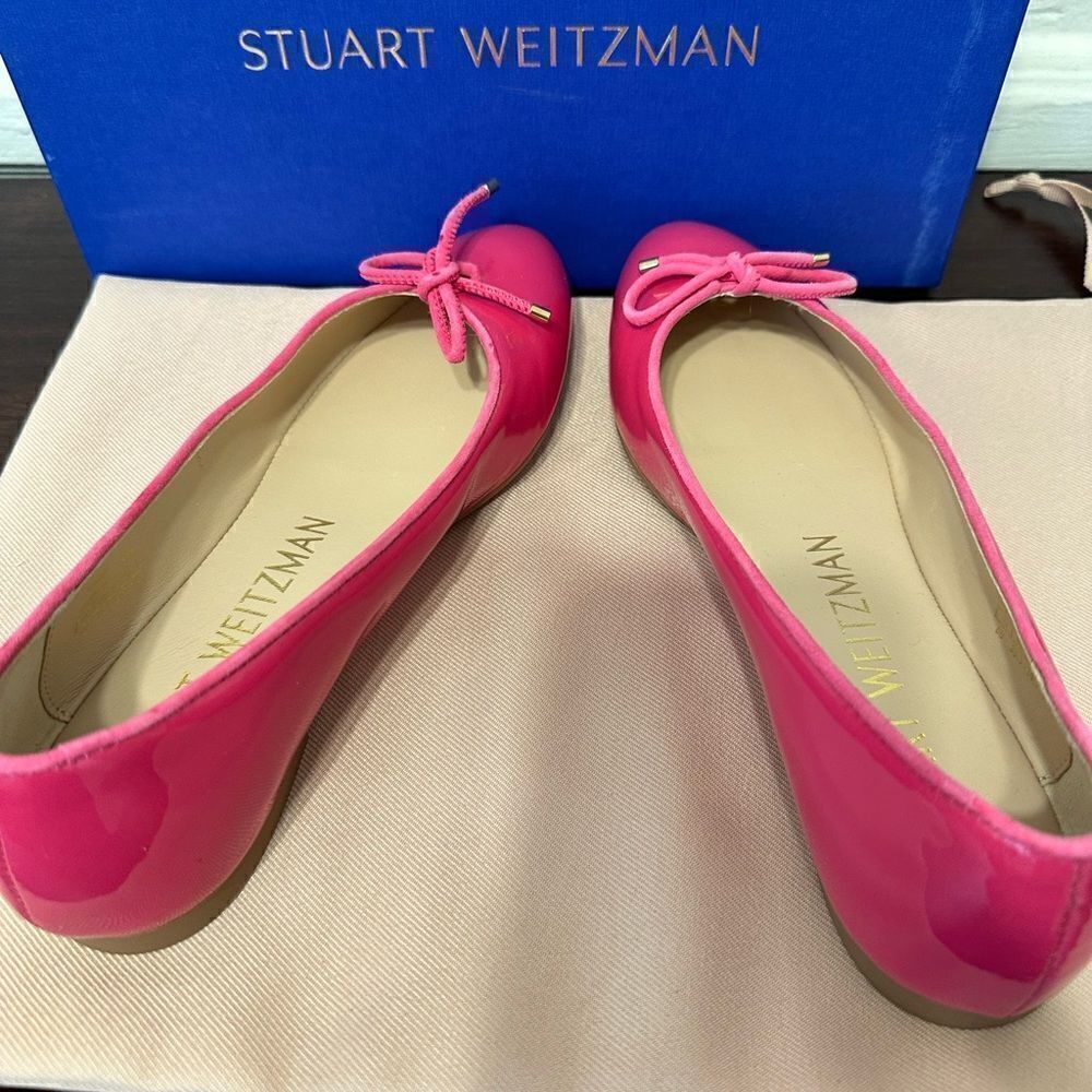 Stuart Weitzman Women’s gabby leather ballet in pink flats almond toe Sz 6, NIB - Picture 4 of 11